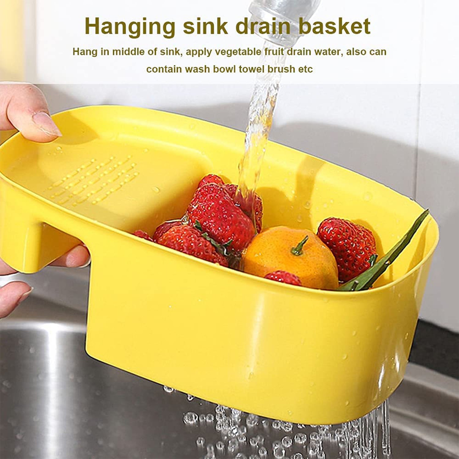 Lifestyle view of 2833 Kitchen Dish Drainer And Drying Rack Sink Basket For Washing B... in use