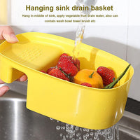 Lifestyle view of 2833 Kitchen Dish Drainer And Drying Rack Sink Basket For Washing B... in use