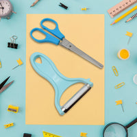 Stainless Steel Kitchen Scissors  Multipurpose Peeler (2 Pc Set  Mix Design Scissor  Peeler) - LootFaat