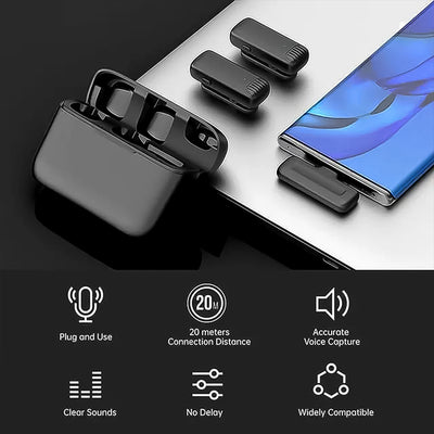 Dual Wireless Lavalier Microphone for Type-C Smartphones