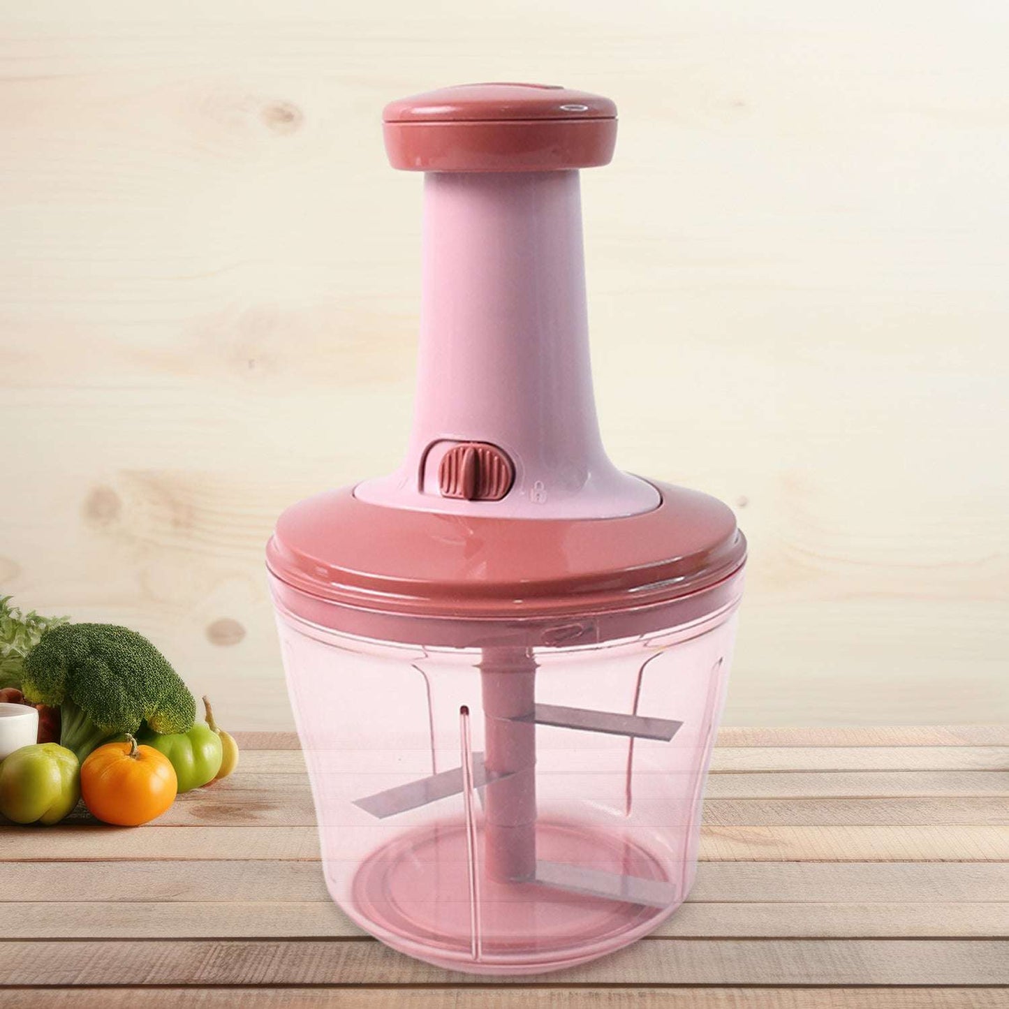 Apex  Quba Push Chopper With Stainless Steel Blades (1000ml)
