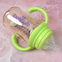 Plastic Baby Feeding Bottle With Handles Cleaning Brush  Straw (300 Ml  1 Pc) - LootFaat