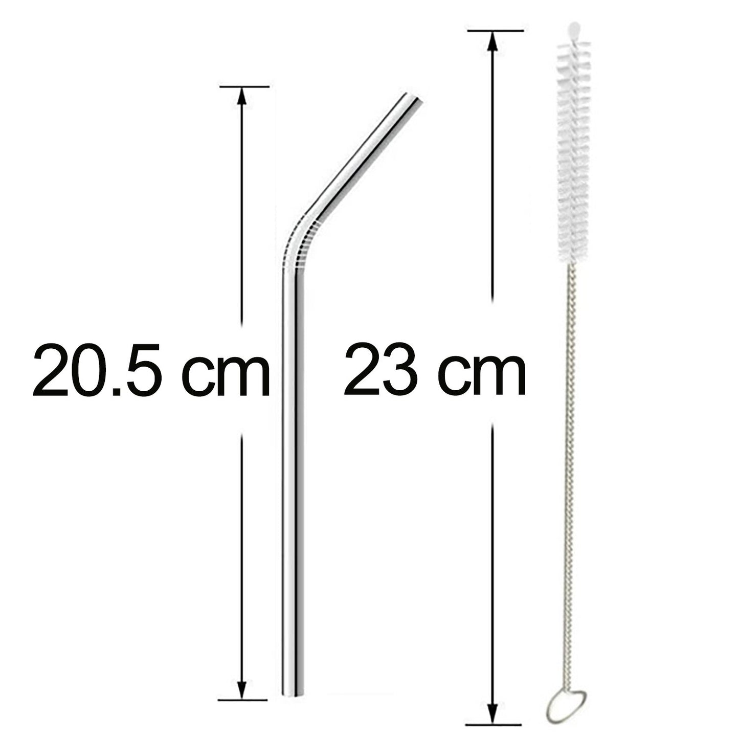 1733 Reusable Stainless Steel Drinking Straws Bent (4 Bent Straws 1 Brush)