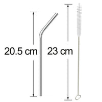 1733 Reusable Stainless Steel Drinking Straws Bent (4 Bent Straws 1 Brush)