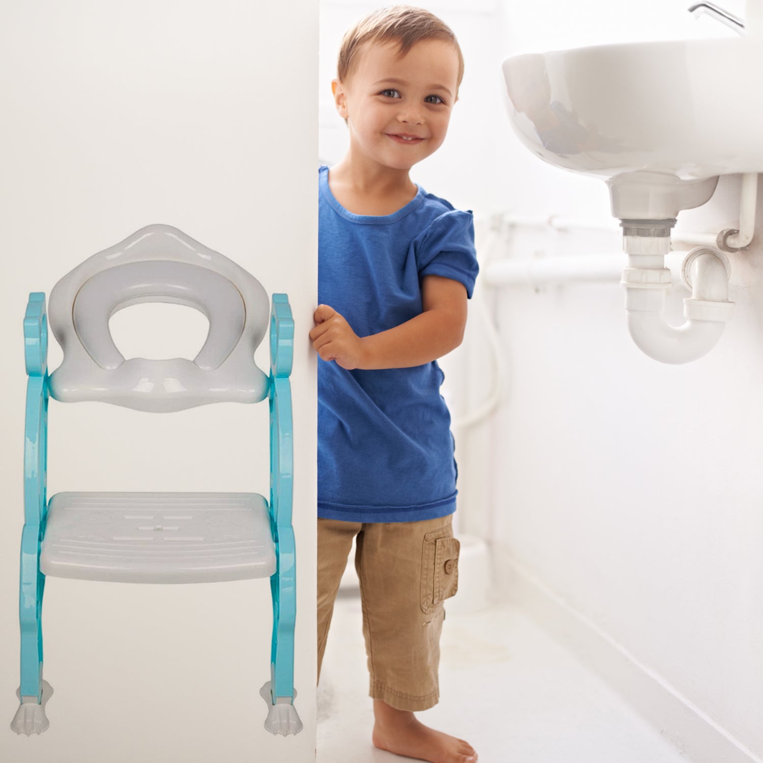 2 In 1 Potty Training Toilet Seat With Step Stool Ladder For Boy And Girl Baby Toddler Kid Childrens Toilet Training Seat Chair With Soft Padded Seat And Sturdy Non-slip Wide Step Make Potty Easier For Your Kids (Multi-color) - LootFaat