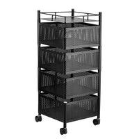 Rotating Kitchen Trolley Organizer - 3/4 Tier Metal Storage Rack with Wheels