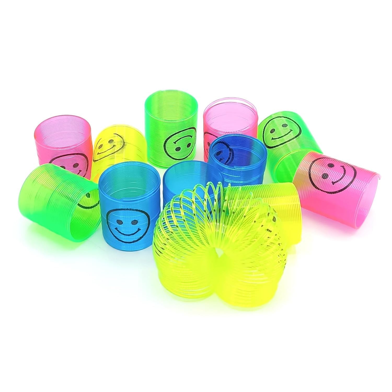 Multicolor Magic Smiley Spring Spring Toys Slinky Slinky Spring Toy Toy For Kids For Birthdays Compact And Portable Easy To Carry (12 Pcs Set) - LootFaat