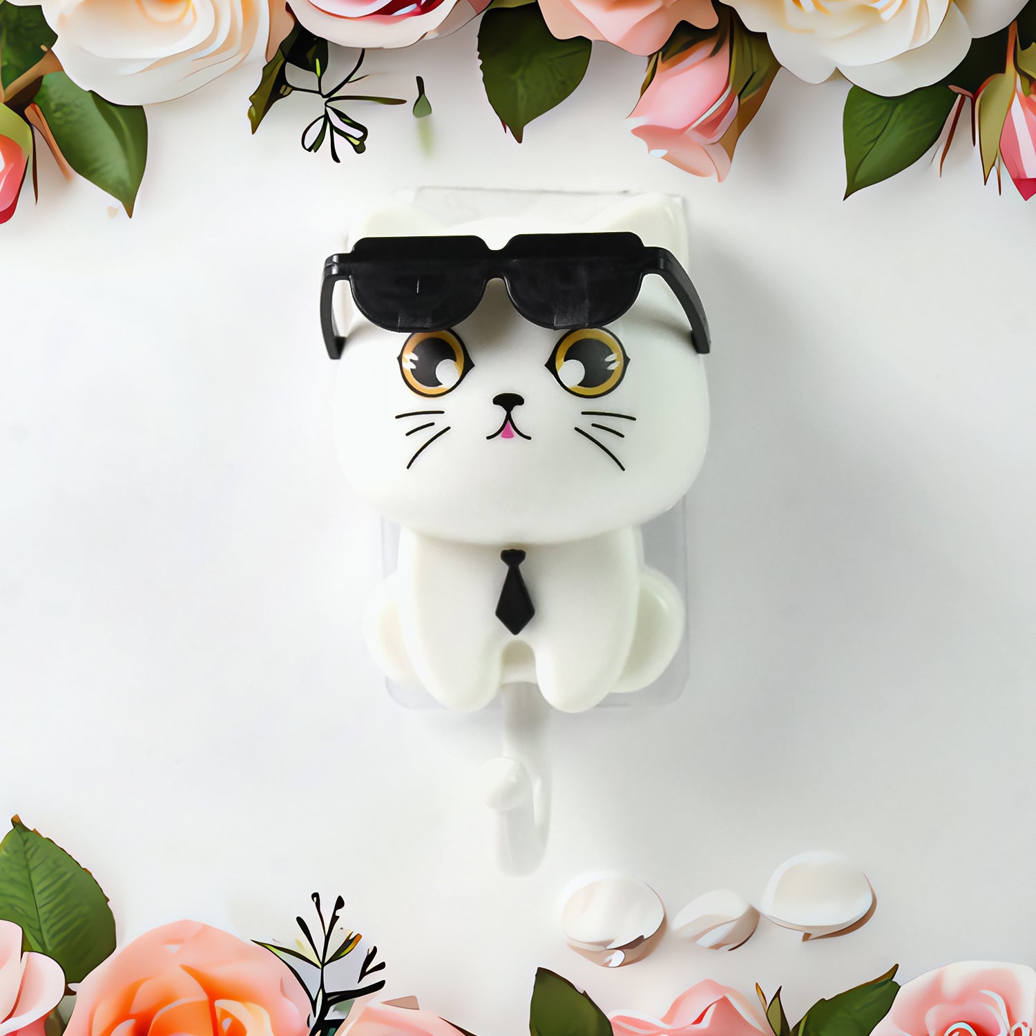 Cat Hook For Wall Cute Cat Key Hook With Sunglasses (1 Pc) - LootFaat