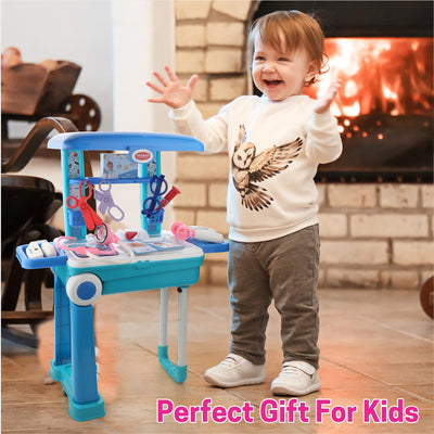 Kids Doctor Set Trolley with Light & Sounds - Pretend Play Medical Kit