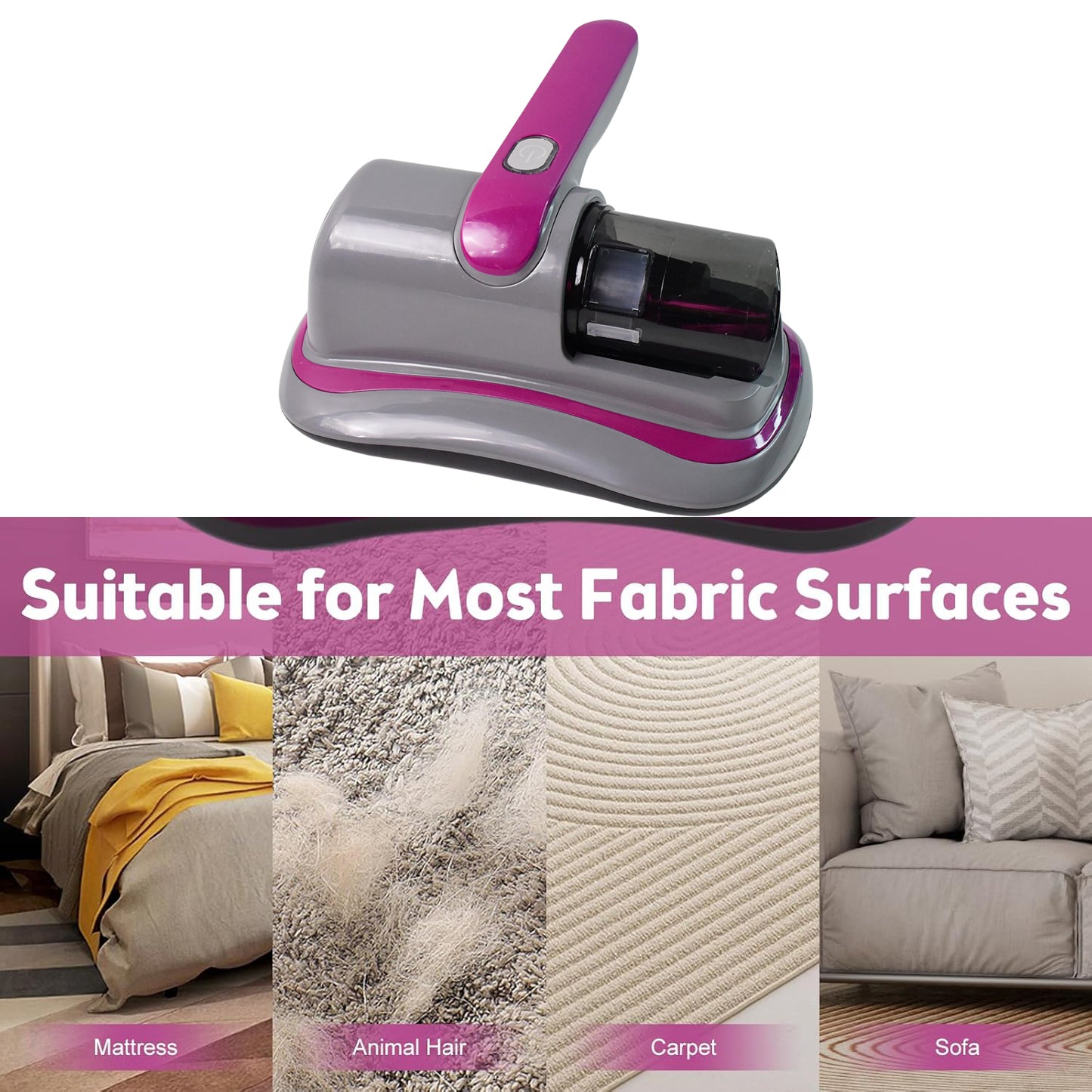 0227 Powerful Suction Portable Handheld Vacuum Cleaner - Low Noise Vacuum Cleaner For Bed - Cordless Vacuum Cleaner For Car Seat Crevices Pillows Mattresses Sofas Wireless Anti Dust And Mite Cleaner