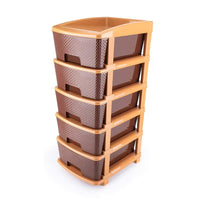 5tier Plastic Modular Drawer System For Multiple Use (Brown Colour) - LootFaat