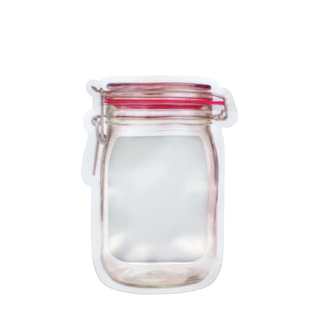 Reusable Airtight Seal Plastic Food Storage Mason Jar Zipper (500ml) - LootFaat