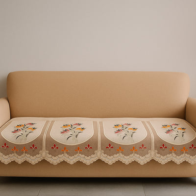 Floral Sofa Seat Runner Protector - (1 Pc  134x28 Inch) - second image