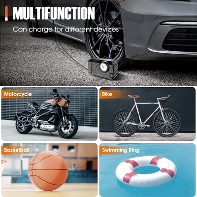 Portable Air Compressor - 12V Tire Inflator for Car, Bicycle & Inflatables with LED Light - second image