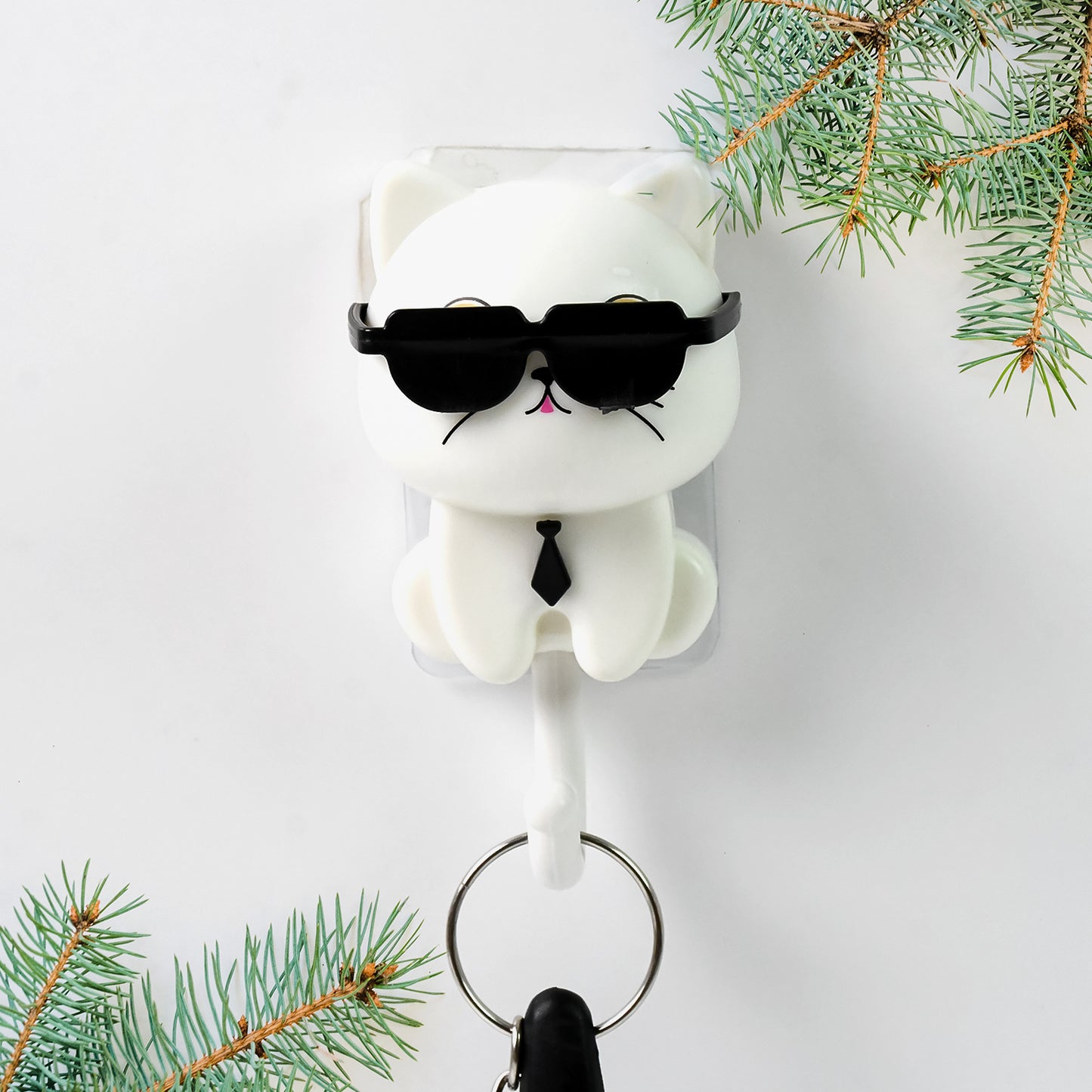 Cat Hook For Wall Cute Cat Key Hook With Sunglasses (1 Pc) - LootFaat