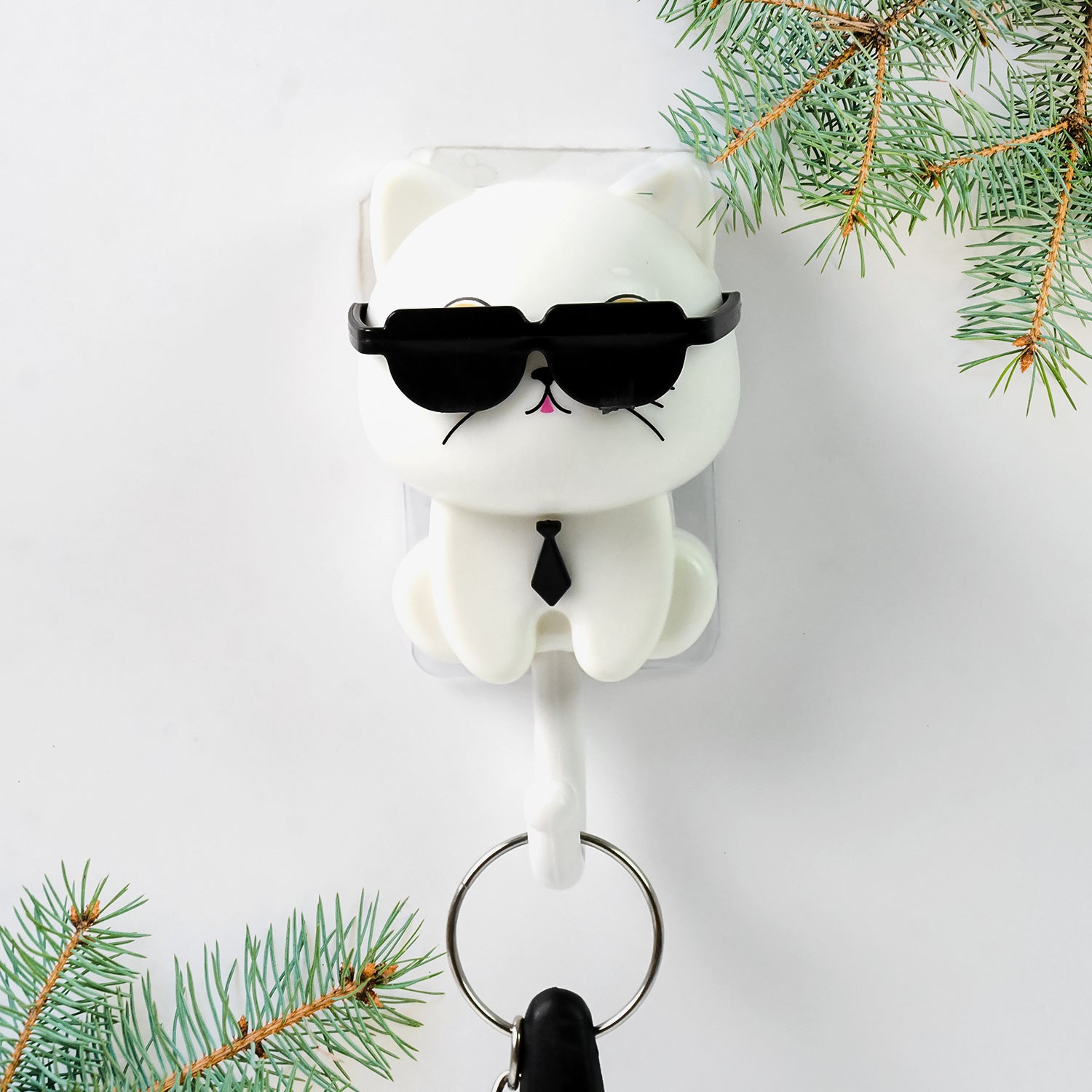 Cat Hook For Wall Cute Cat Key Hook With Sunglasses (1 Pc) - LootFaat