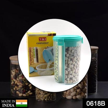 3 In 1 Transparent Air Tight Storage Dispenser Container (With Color Box) - LootFaat