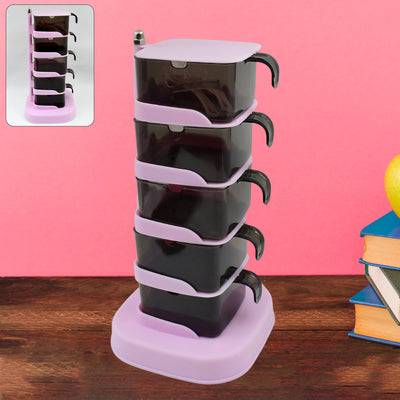 5-Tier Rotating Spice Rack with Spoons - Vertical Seasoning Organizer