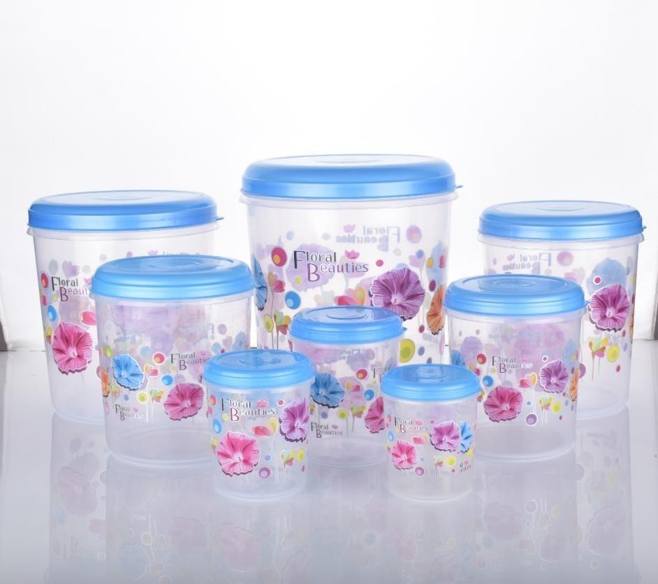 Air Tight Plastic Transparent Container Set (10000ml 7000ml 5000ml 3000ml 2000ml 1000ml 750ml 500ml) - LootFaat
