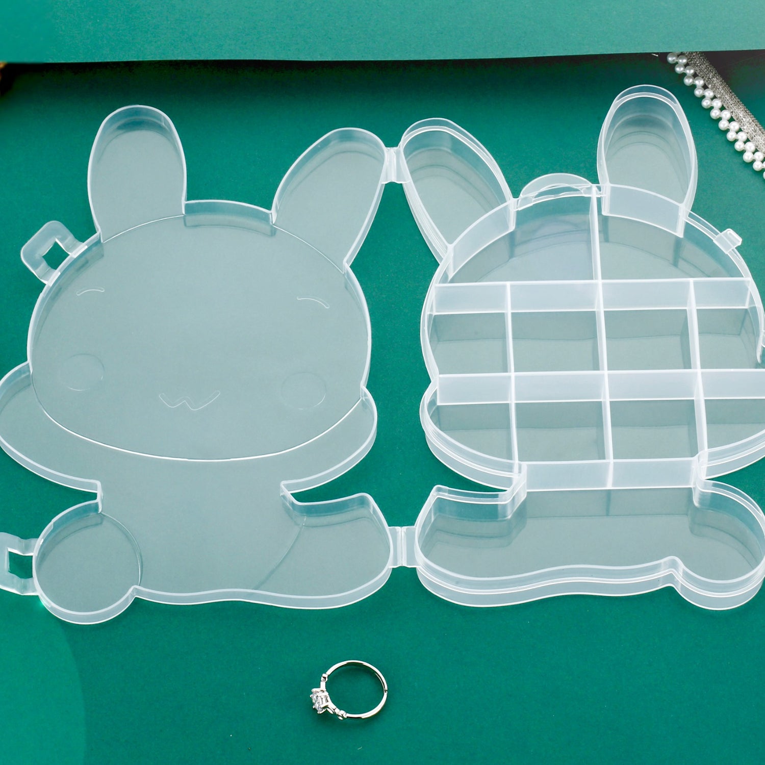 Transparent Cartoon Bear Clear Plastic Storage Box Jewelry Box Jewelry Organizer Holder Cabinets For Small Objects (1 Pc) - LootFaat