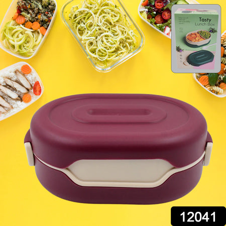 Airtight Food Grade Tiffin Box With 2 In 1 Spoon And 2 Compartment - LootFaat
