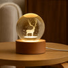 Crystal Ball Night Light - 3D Engraved Galaxy Lamp with Wooden Base