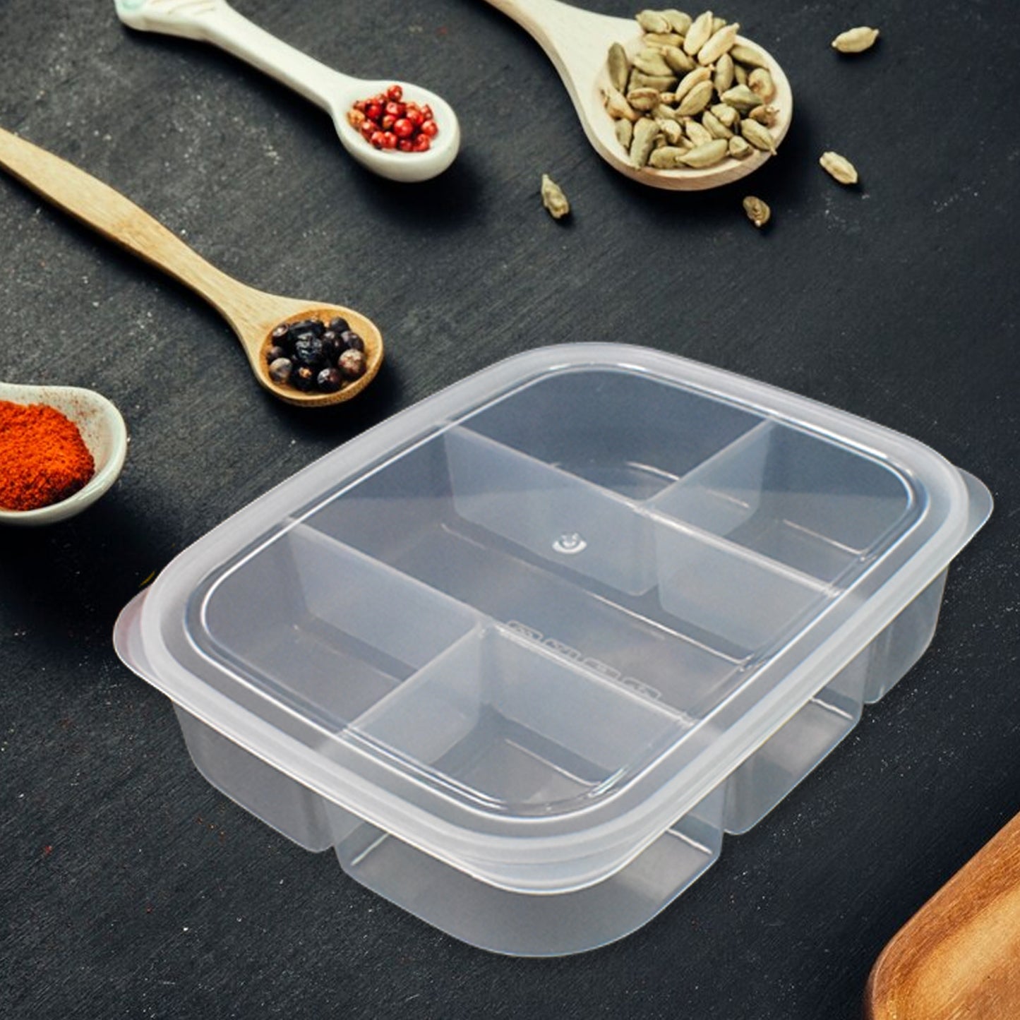Plastic 5- Compartment Excellent Container Reusable Lunch Box (1 Pc) - LootFaat