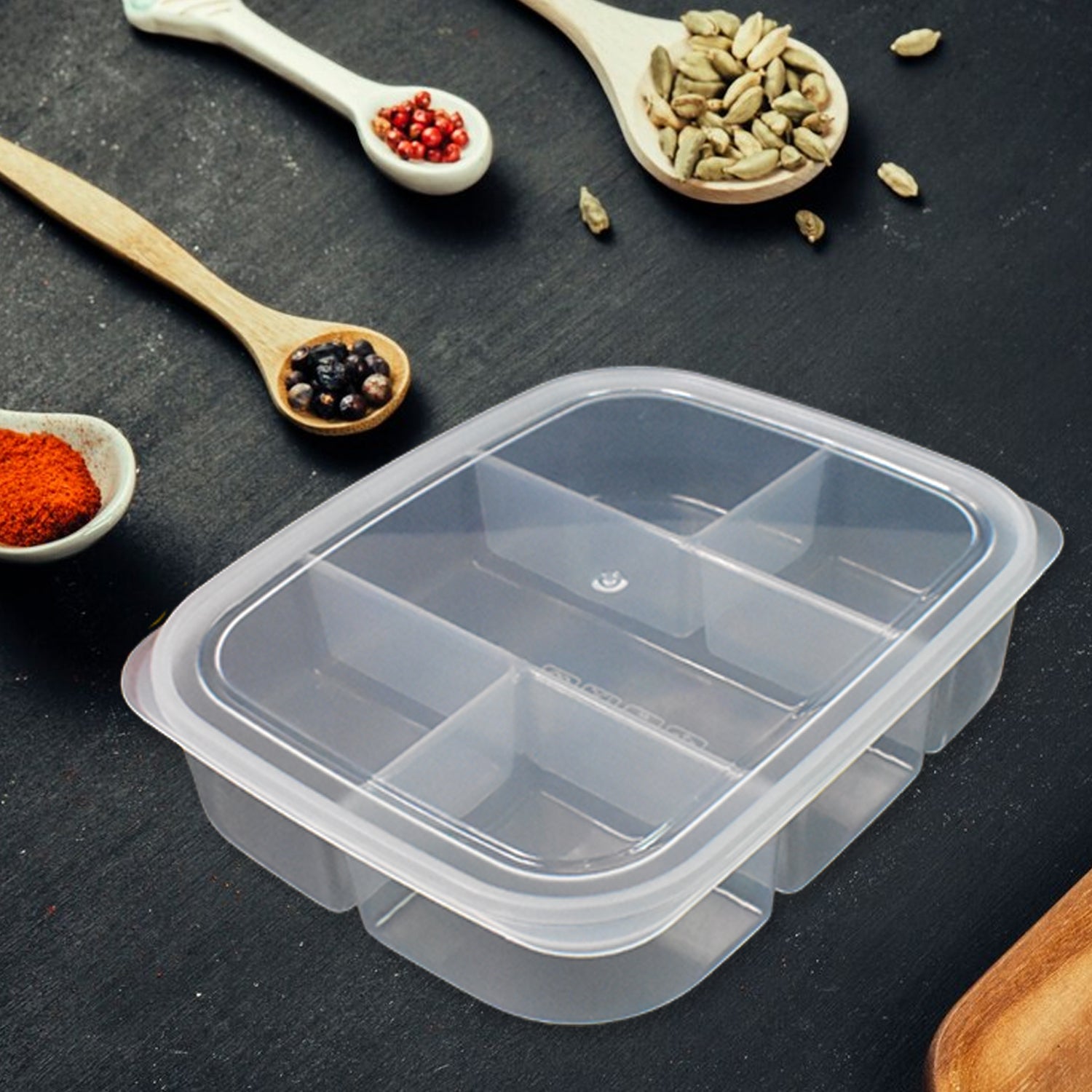 Plastic 5- Compartment Excellent Container Reusable Lunch Box (1 Pc) - LootFaat