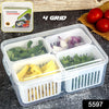 Fridge Storage Container with Drain | Vegetable & Food Organizer (1 Pc)