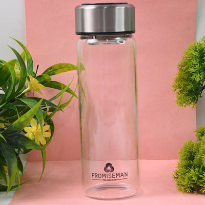 Glass Water Bottle with Steel Lid - 500ml - second image