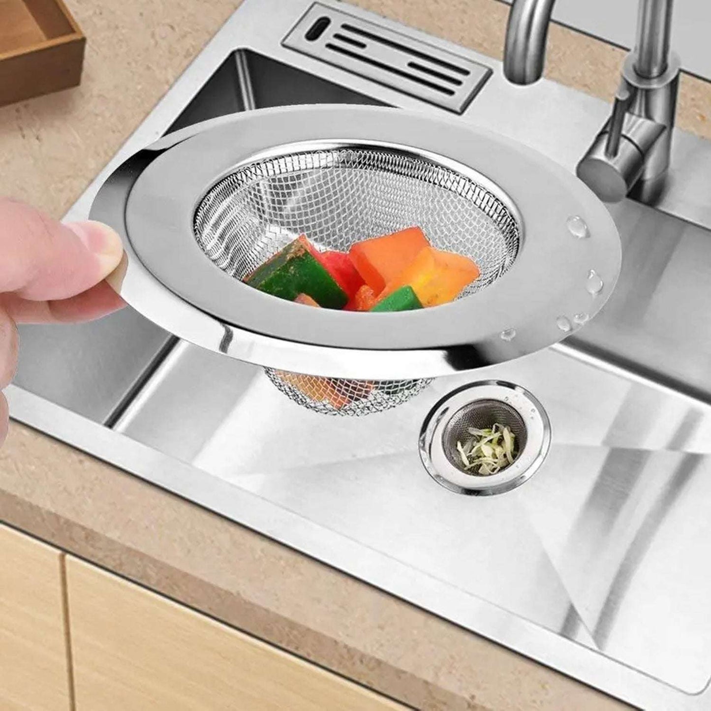 Medium Size Stainless Steel Sink Strainer Kitchen Drain Basin Filter Stopper Drainer - LootFaat