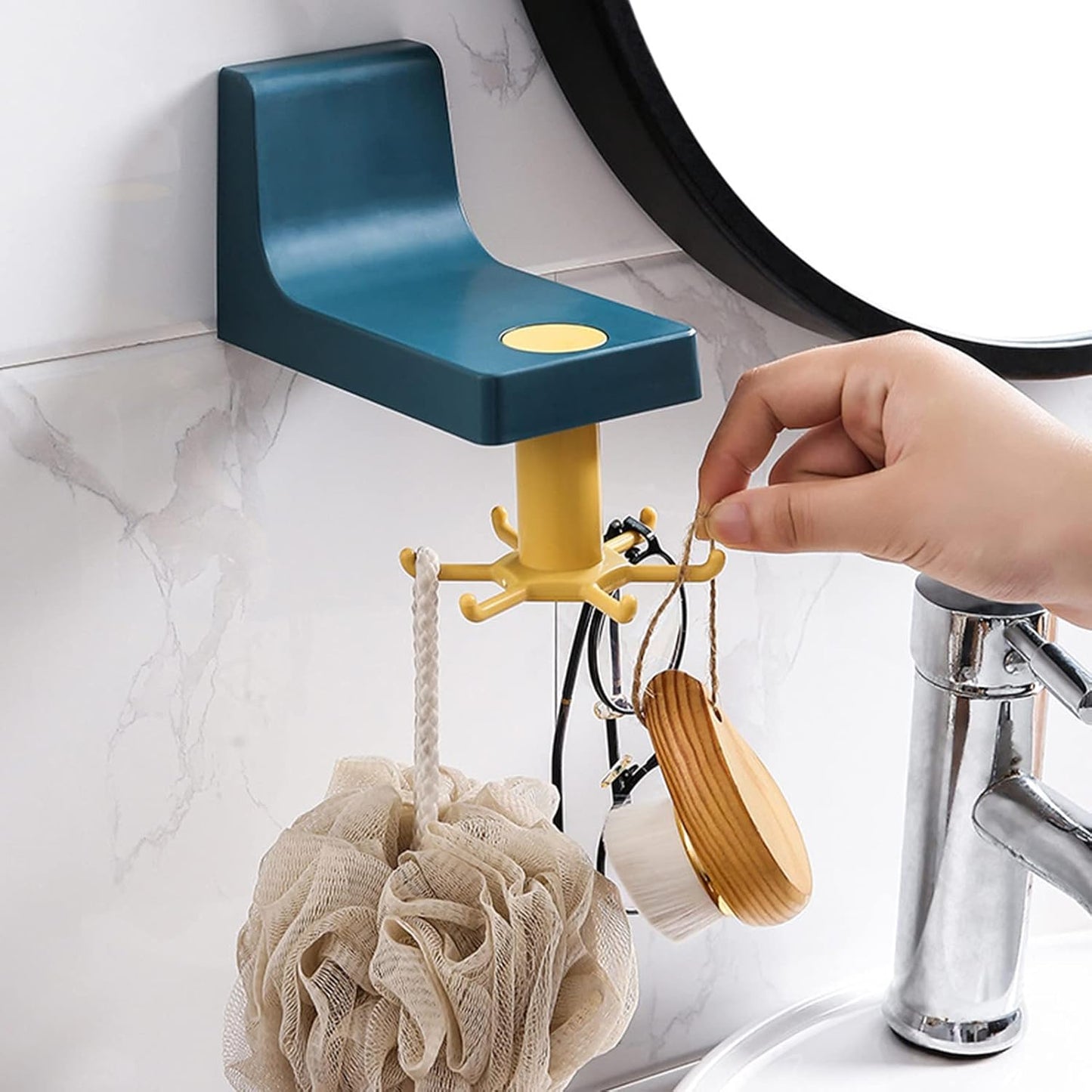 Rotating Wall Hook Hanger - 6 Claw, Self Adhesive, Heavy Duty