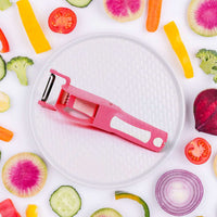Plastic 2 In 1 Vegetable  Fruit Multi Cutter 5 Blade Vegetable Cutter With Peeler (1 Pc  Multicolor) - LootFaat