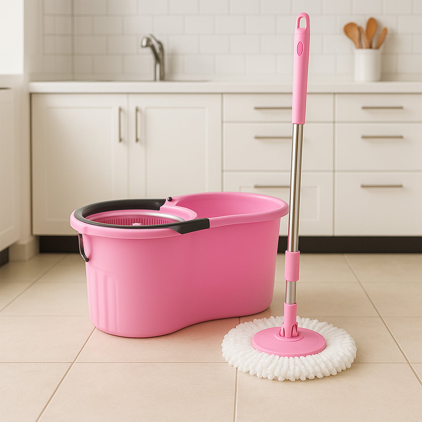 4942 Quick Spin Mop With Steel Spin Bucket Floor Cleaning Easy Wheels  Big Bucket Floor Cleaning Mop With Bucket