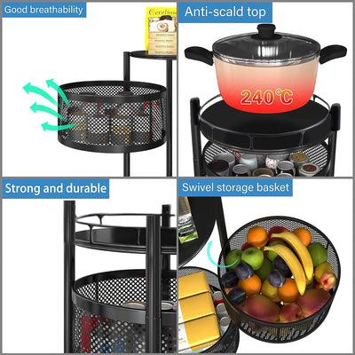 Metal Round High Quality Kitchen Trolley With Wheels (3 Layer  1 Pc) - second image