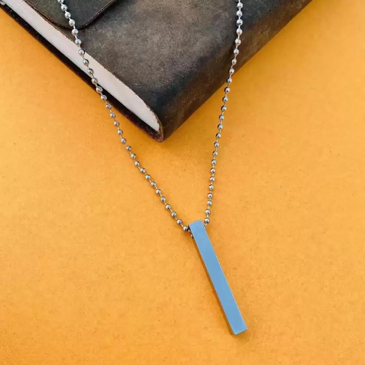 Plain Stick Shape Locket With Chain Stainless Steel Necklace (1 Pc) - LootFaat