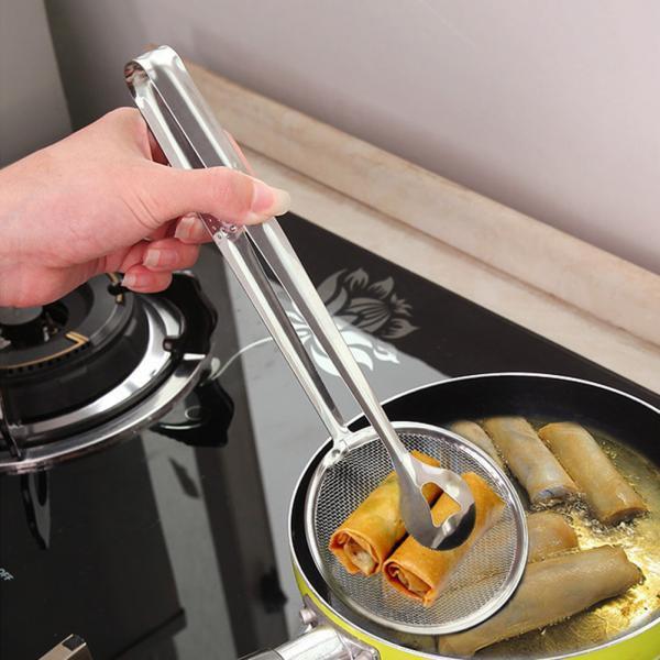 2in1 Stainless Steel Filter Spoon With Clip Food Kitchen Oil-frying Multi-functional - LootFaat