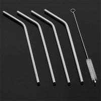 1733 Reusable Stainless Steel Drinking Straws Bent (4 Bent Straws 1 Brush)