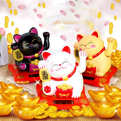 Solar Powered Happy Cat Beautiful With Arm Waves Wealth Cat (1 Pc  Mix Color) - second image