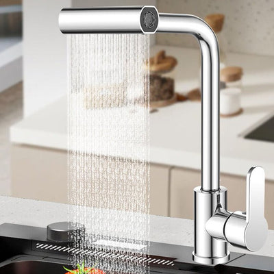 4-in-1 Multifunction Kitchen Faucet with Waterfall & 360° Rotation