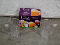 5579 Stylish Juice Glass With Handle Water Glass Beer Glass Milk Shake Glass Multipurpose Glass Plastic Beer Mug Unbreakable Beer Tasting Glasses Clear Juice Glasses Suitable For Kids (2 Pc)