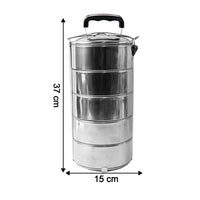 5799 Big Size 5 Compartment Lunch Box Stainless Steel Round Tiffin Traditional Tiffin Box For Kids College Office Men And Women Meal Holder With Locking Clip 5 Containers (16x5 Inch)