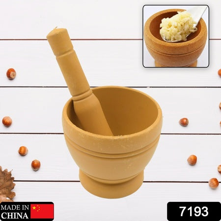 7193  Mortar And Pestle Set For Spices Okhli Masher Khalbatta Kharal Mixer Natural  Traditional Grinder And Musal Well Design For Kitchen Home Herb
