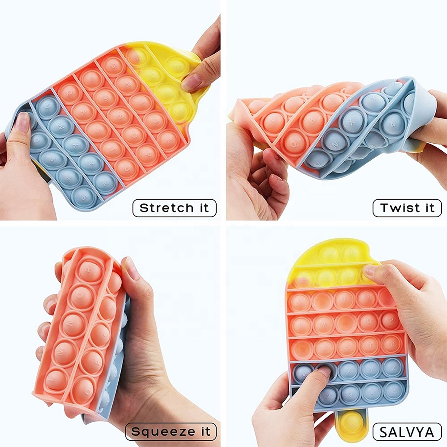 Ice Cream Candy Shape Pop Fidget Toy Push Pop Bubble Fidget Sensory Toy For Kids And Adults Fidget Popper Stress Reliever Sensory Fidget Poppers - LootFaat