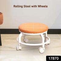 Roller Seat Stool Low Height Rolling Stool Multifunctional Small Household Movable Mini Stool Pulley Wheel Stool For Garage Home Library (1 Pc) - LootFaat