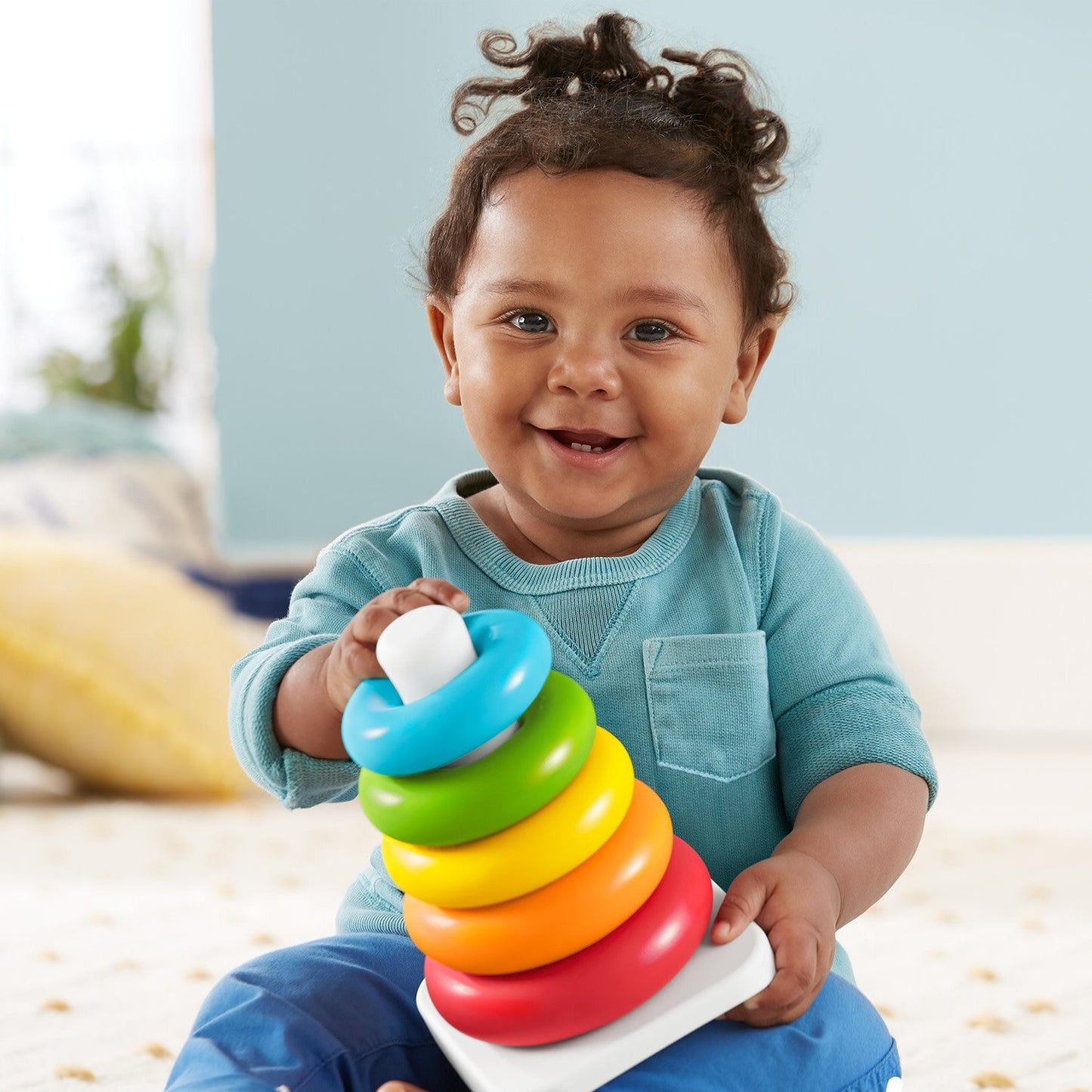 Plastic Baby Kids Teddy Stacking Ring Jumbo Stack Up Educational Toy 7pc - LootFaat