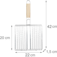 Kitchen Square Roaster Papad Grill Barbecue Grill With Wooden Handle - LootFaat