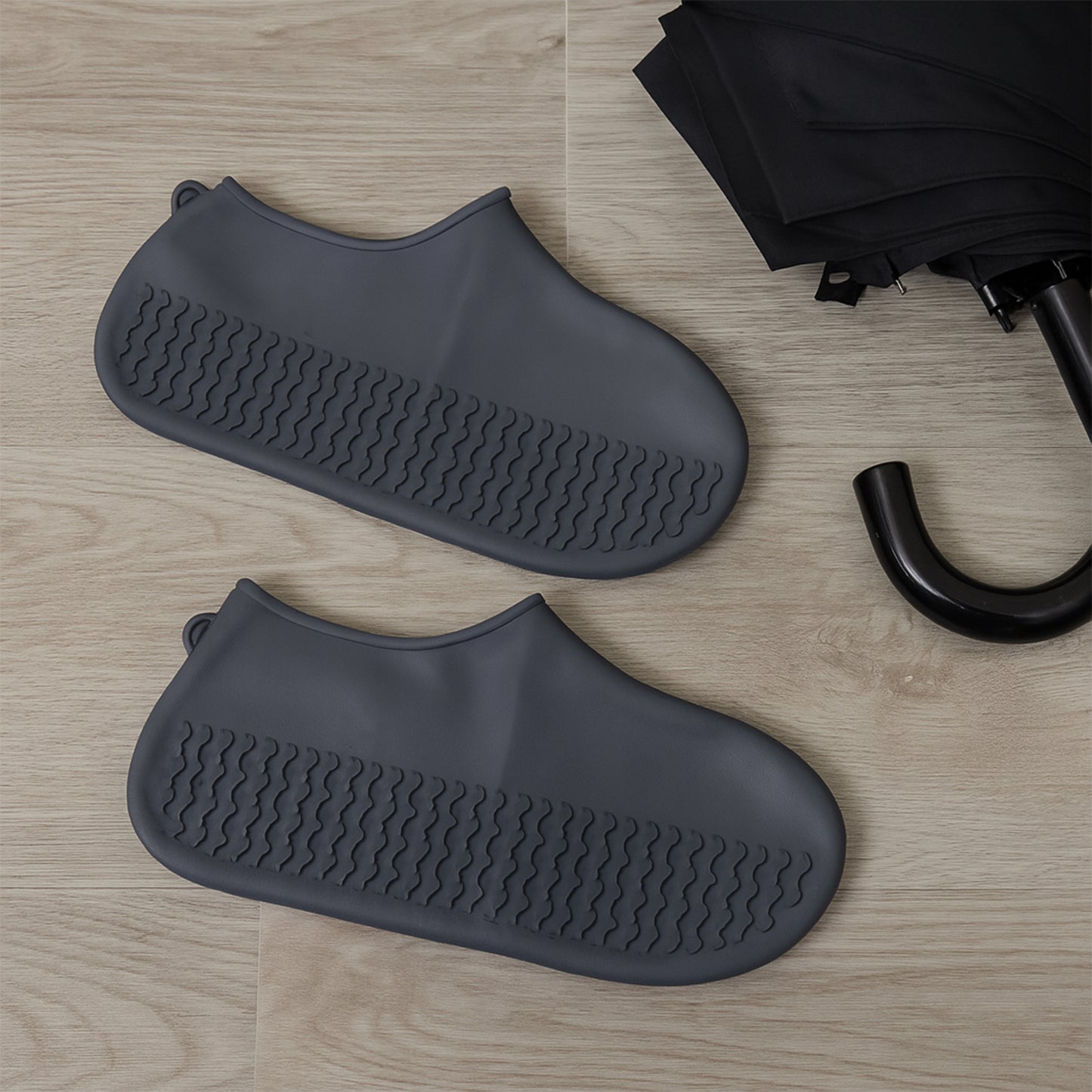 Grey Non-slip Silicone Rain Reusable Anti Skid Waterproof Fordable Boot Shoe Cover (1 Pair )