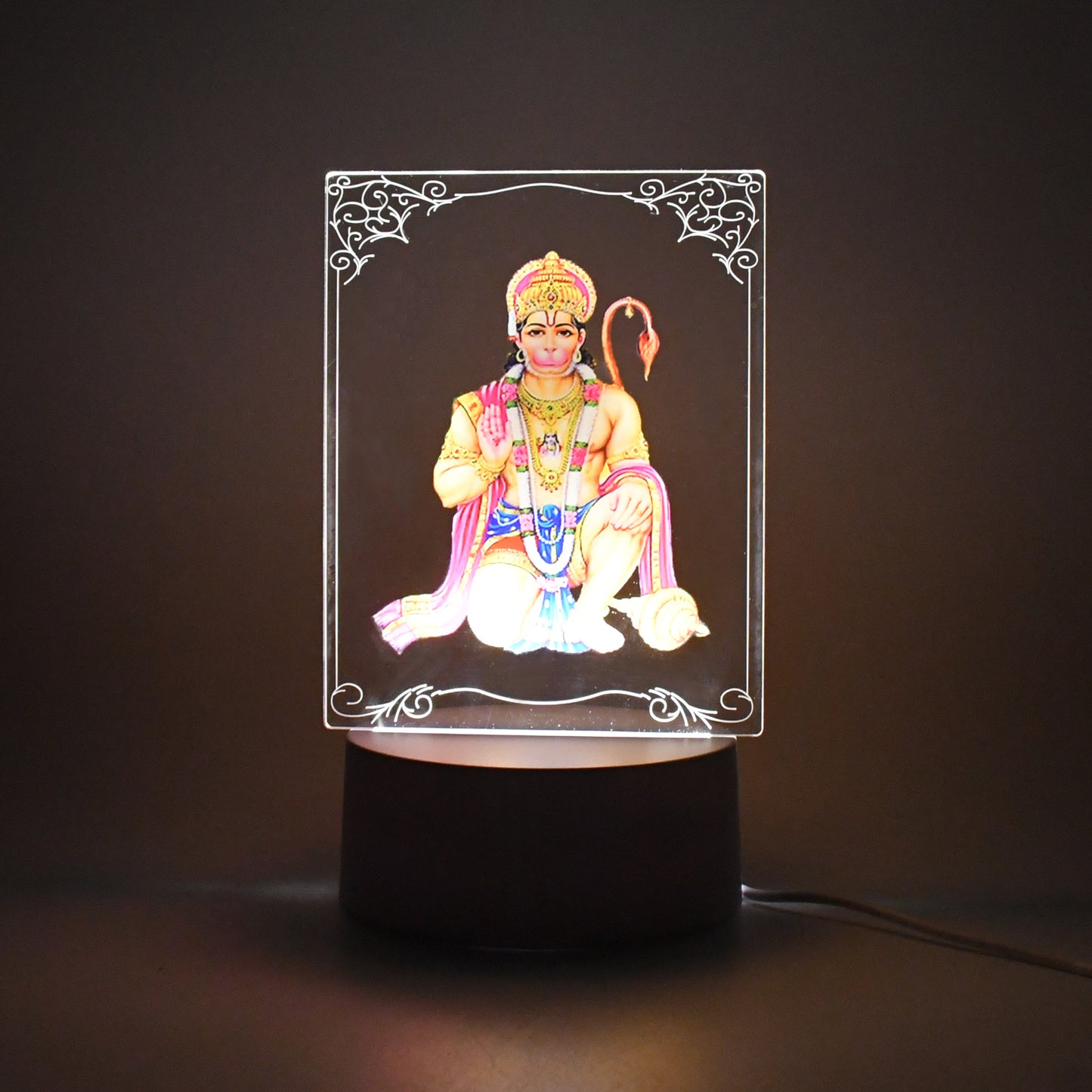 Beautiful 3d Lord Hanuman Frame With Soft White Light (1 Pc) - LootFaat