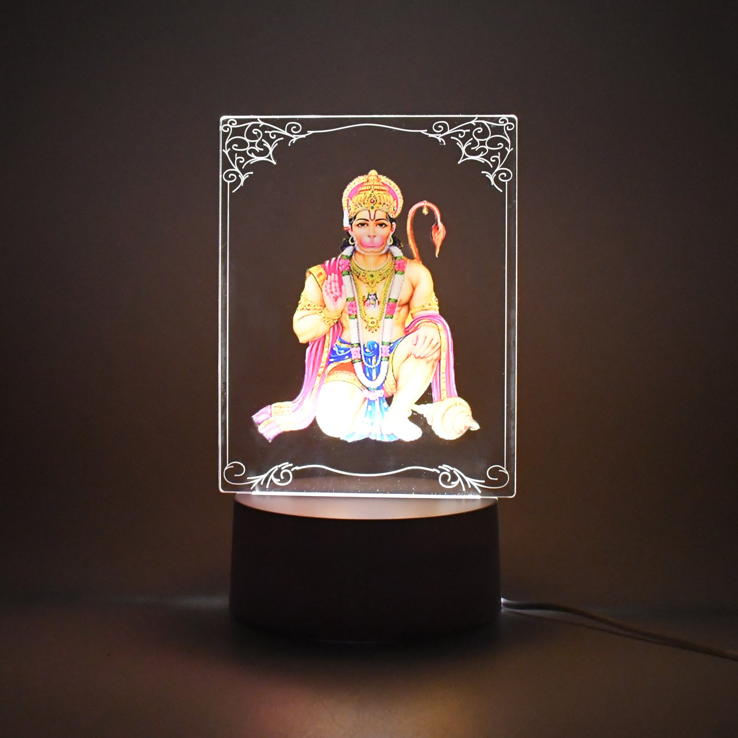 Beautiful 3d Lord Hanuman Frame With Soft White Light (1 Pc) - LootFaat